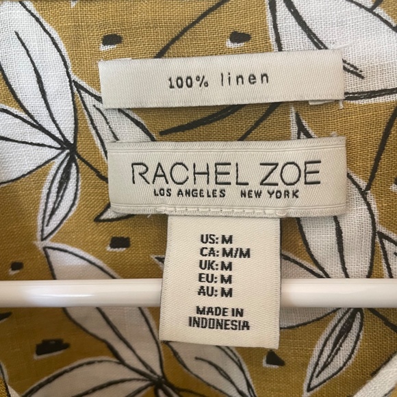 RACHEL ZOE 100% LINEN  MEDIUM GOLD AND WHITE BUTTON DOWN SHIRT - Picture 3 of 8